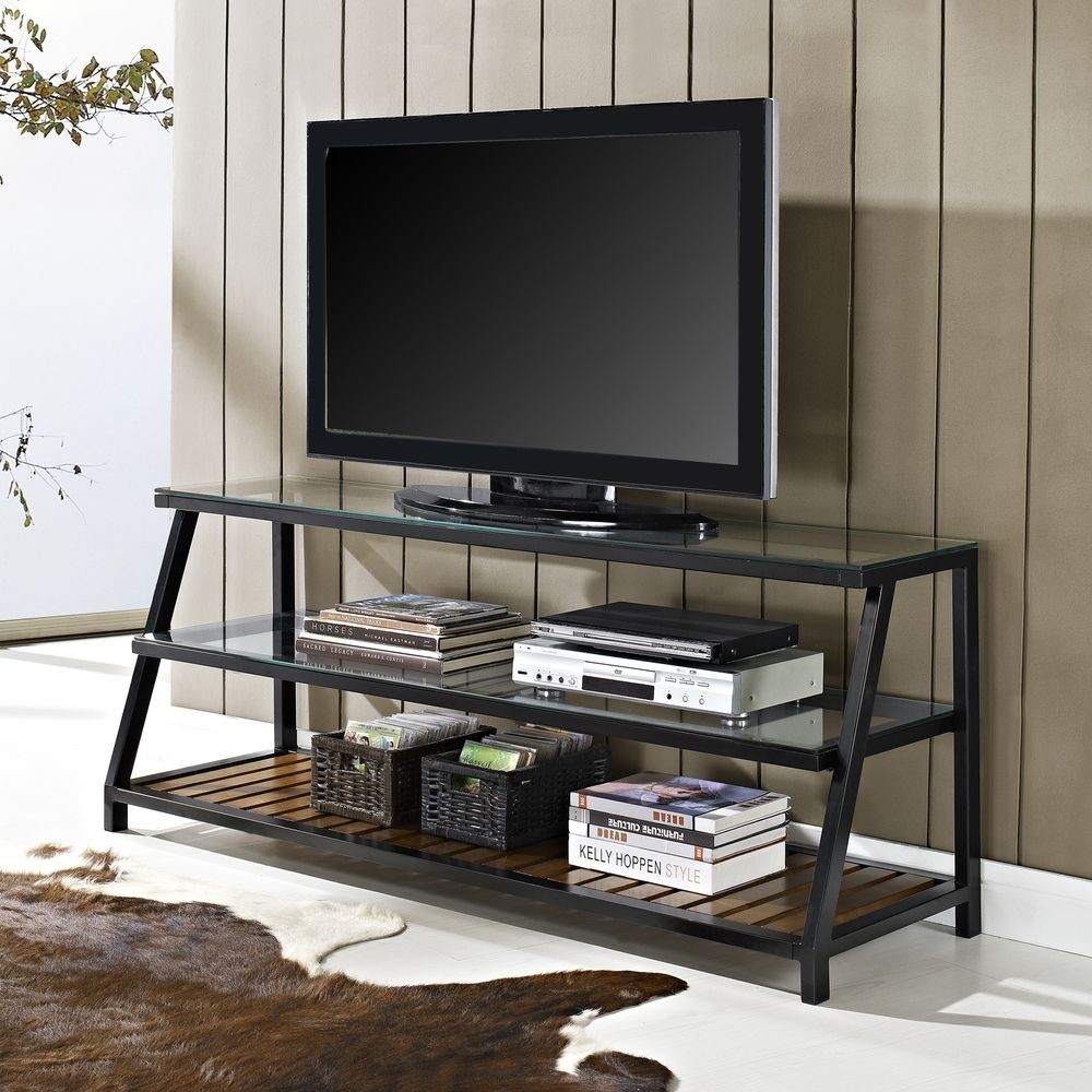 60 Inch Glass Metal Antique Brown Wood Tv Stand