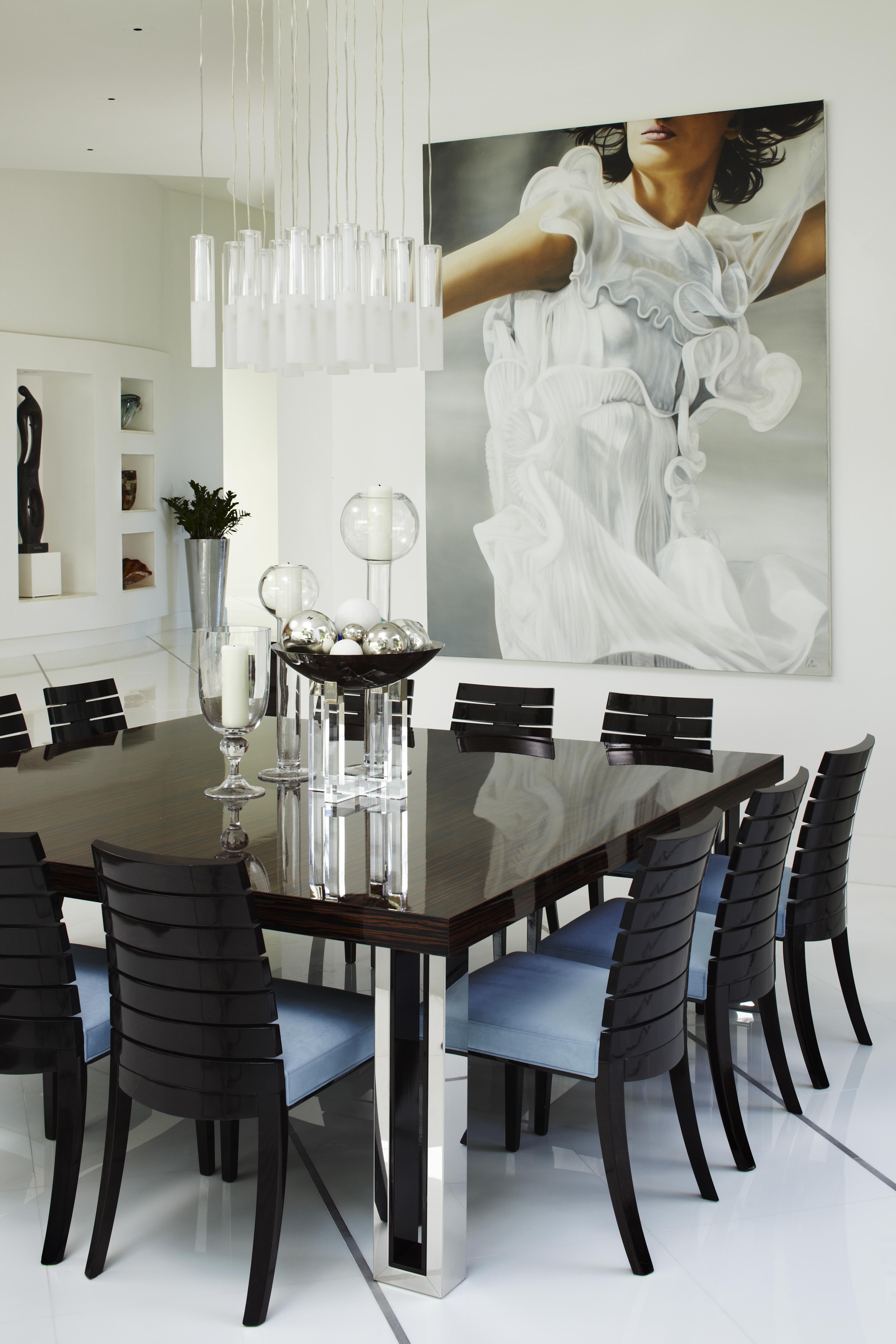 Black marble dining table and chairs