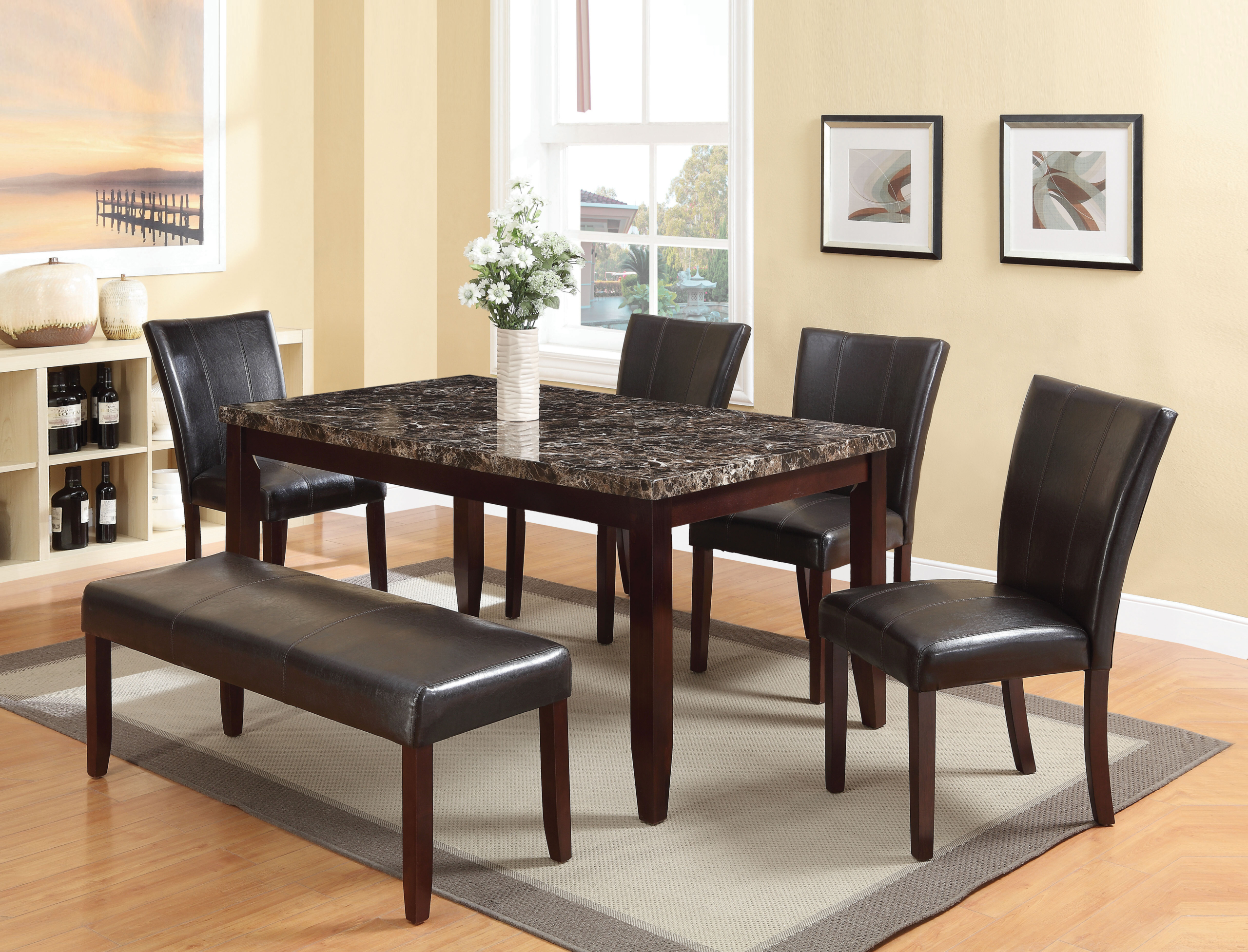 Black marble dining table set 5