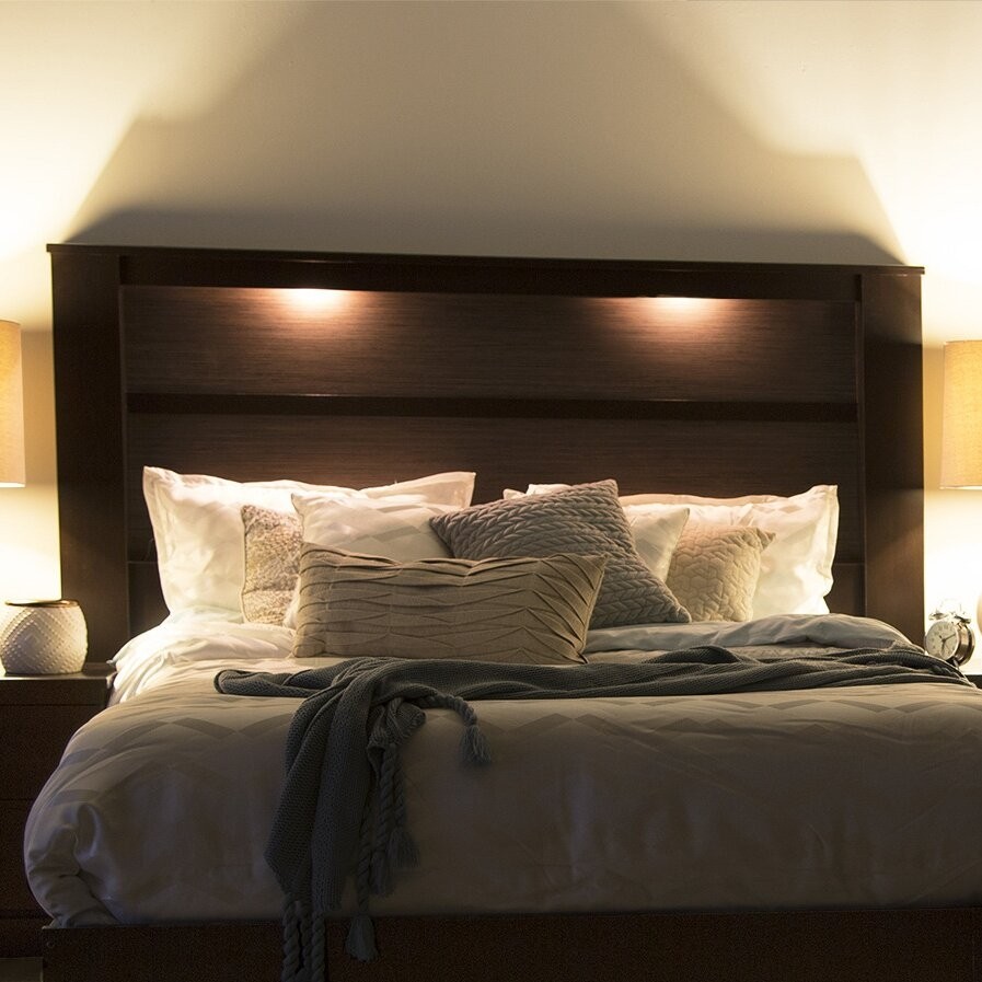 bed with light up headboard