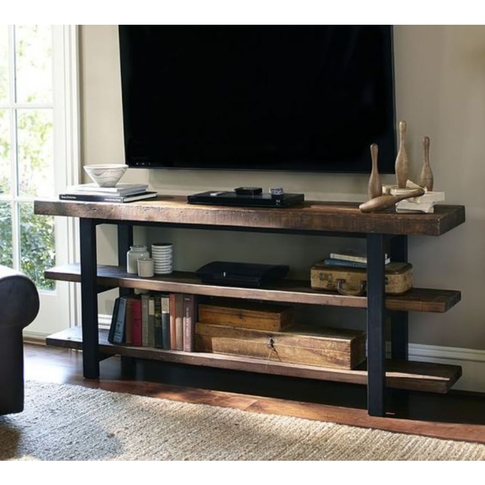 Griffin metal wood media console