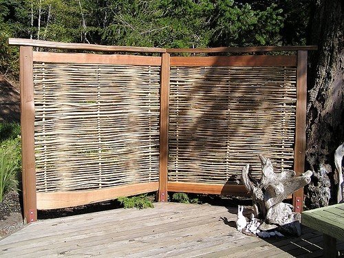 Hand split red cedar frame with woven bamboo privacy screen