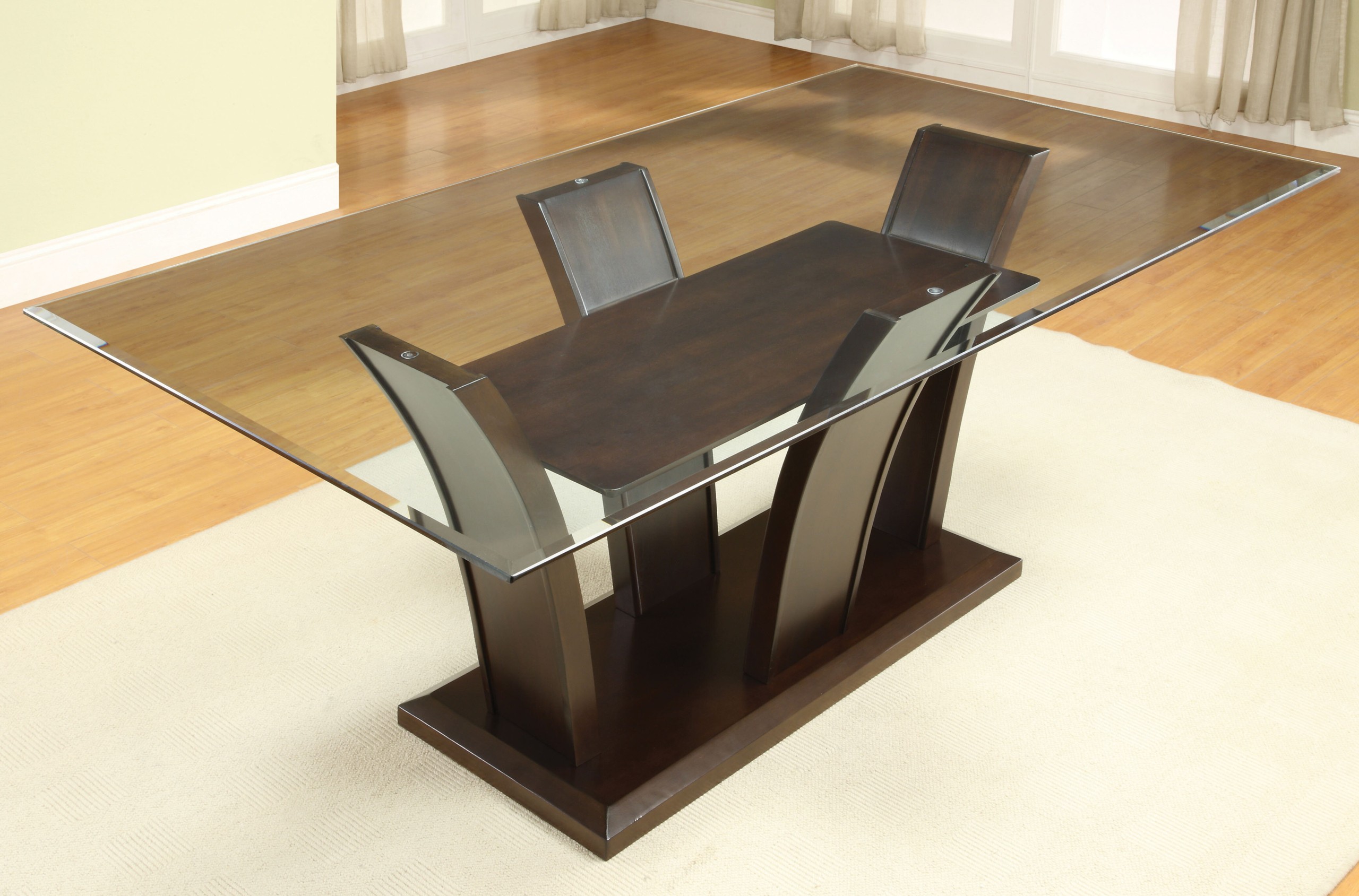 Marion rectangular glass top dining table