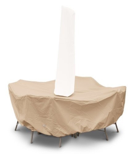 Patio table cover with umbrella hole