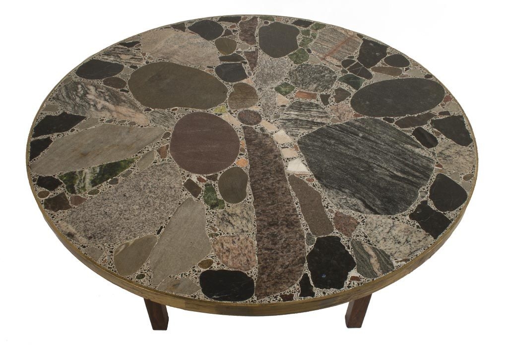 Round Stone Top Coffee Table