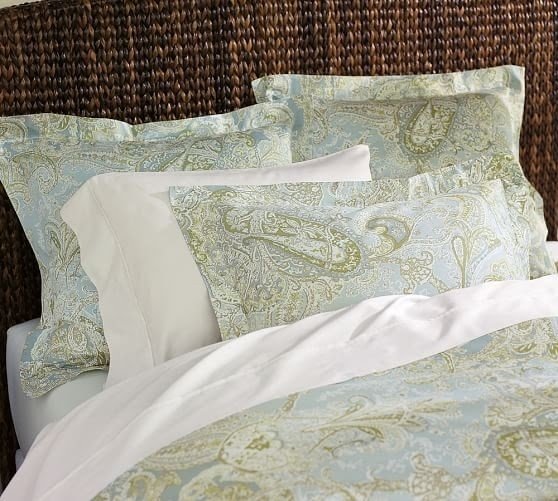 Modern Paisley Pattern Blue Green Reversible 3 Piece Duvet Cover