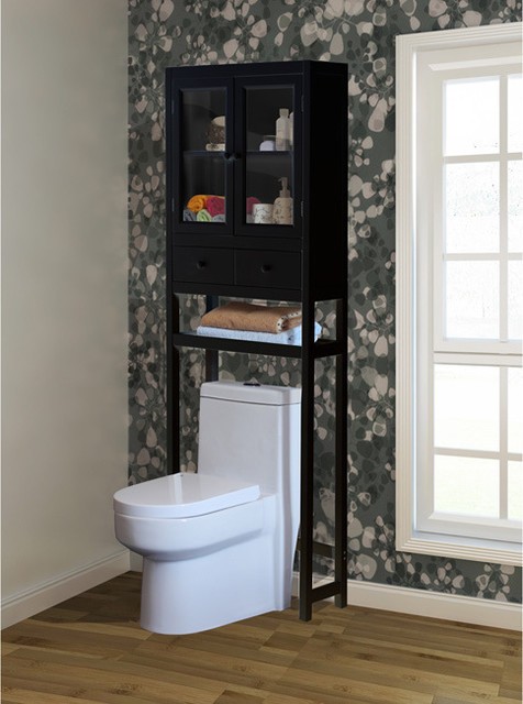 Black Over-the-Toilet Space Saver with Reversible Side Shelving