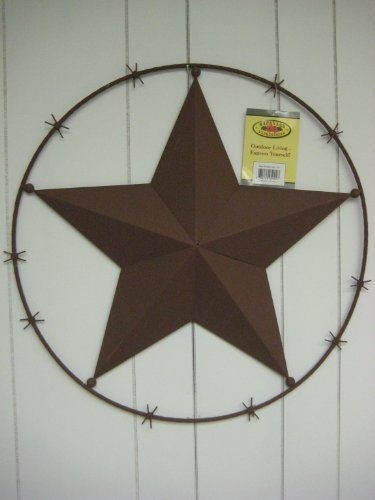 Backyard Expressions Outdoor Living- Texas Metal Barbed Wire Lone Star Wall Plaque Rustic Brown Large- 24"