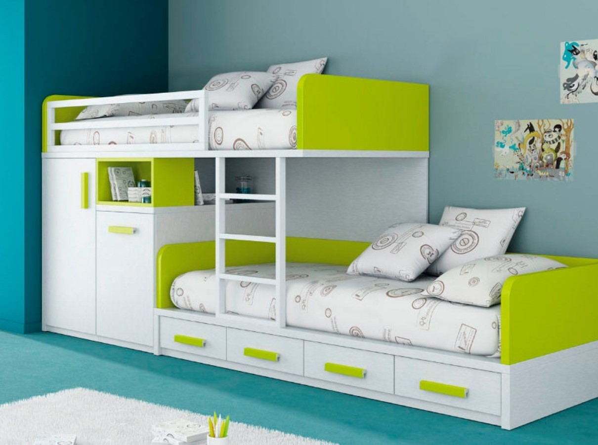 Children bunk beds with storage
