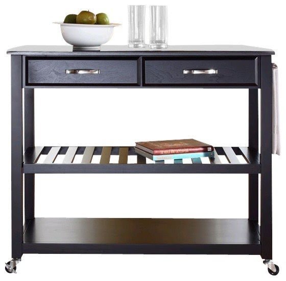 Crosley Kitchen Cart Island With Solid Black Granite Top Black Transitional Kitchen Islands And Kitchen Carts