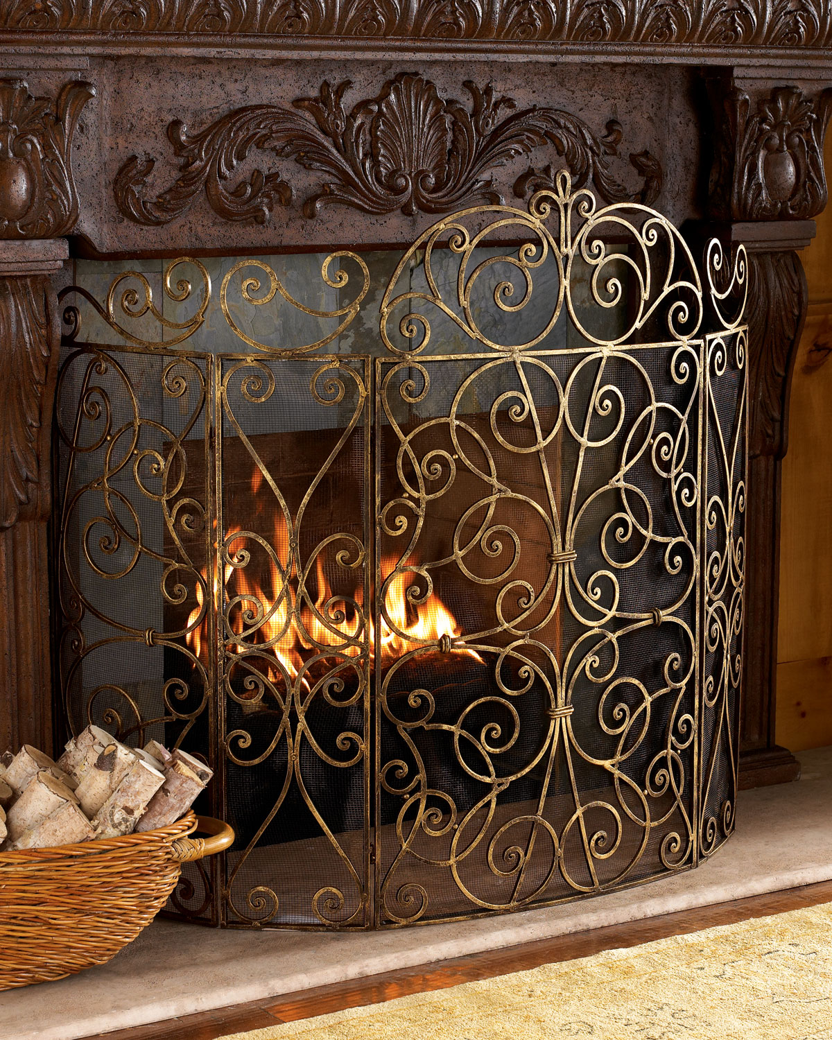 Decorative fireplace screen ideas