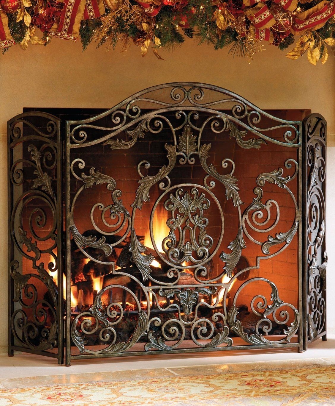 Fireplace screen decorative only