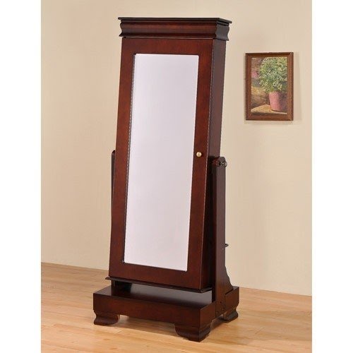 Full length mirror with jewelry storage inside white