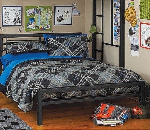 Full or Twin Bed Black or Silver Metal Frame Kids Bedroom Dorm Under Loft Beds