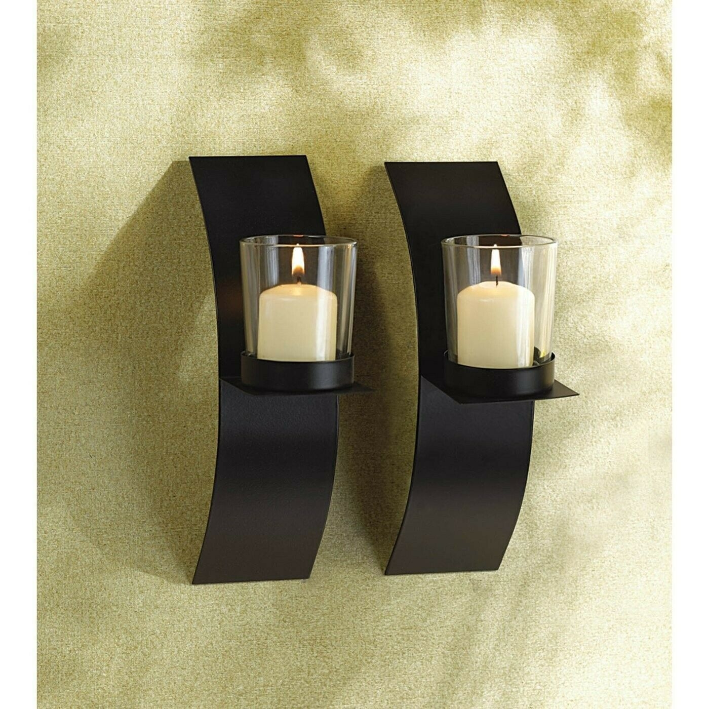 Gifts & Decor Modern Art Candle Holder Wall Sconce Plaque, Set of 2