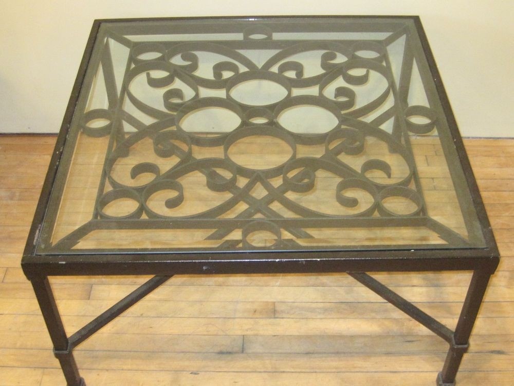 Glass and wrought iron coffee table 1