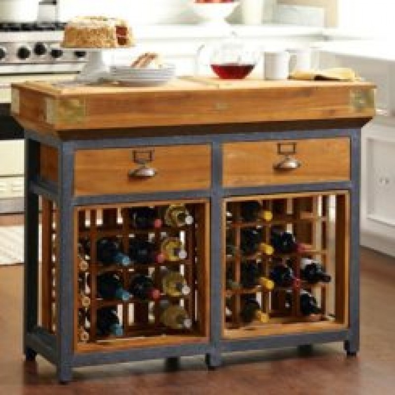 Kitchen island wine storage