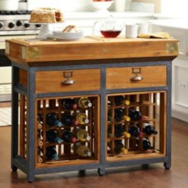 Winston Porter Small Kitchen Island with Storage, Rolling Kitchen Island,  Basket, Wine Rack, 3-Tier Rack