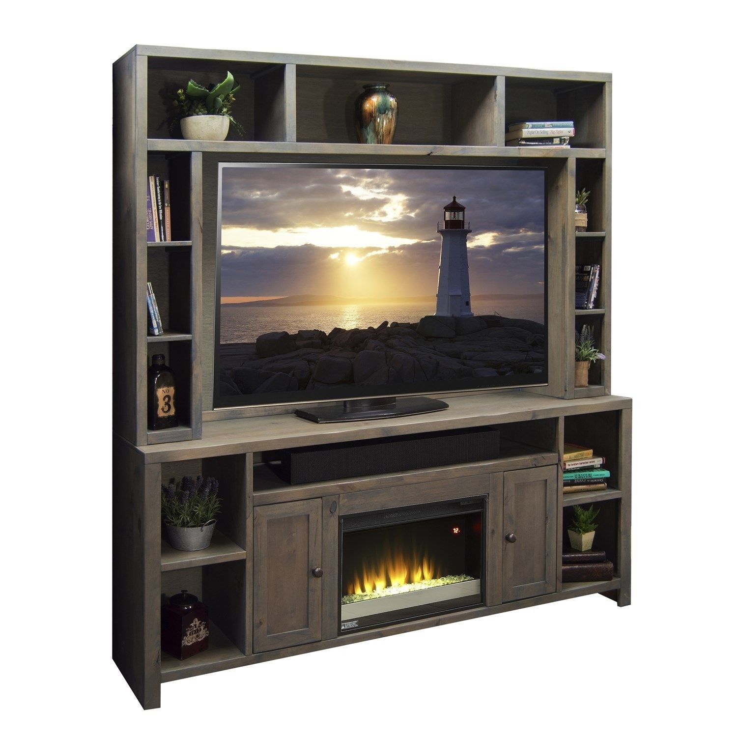 Legends furniture joshua creek 84 tv stand with electric fireplace