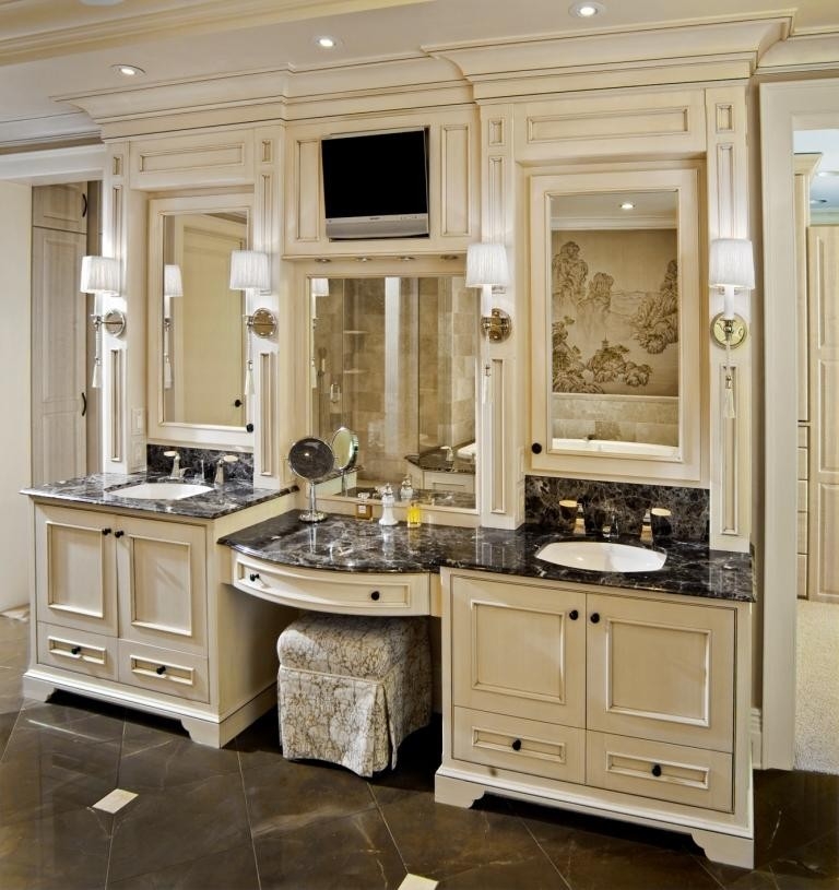 Double Sink Vanities with Makeup Area - Foter