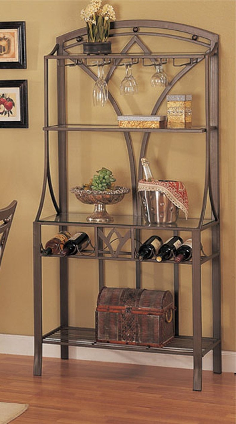 Metal Bakers Rack With Wine Storage Ideas on Foter