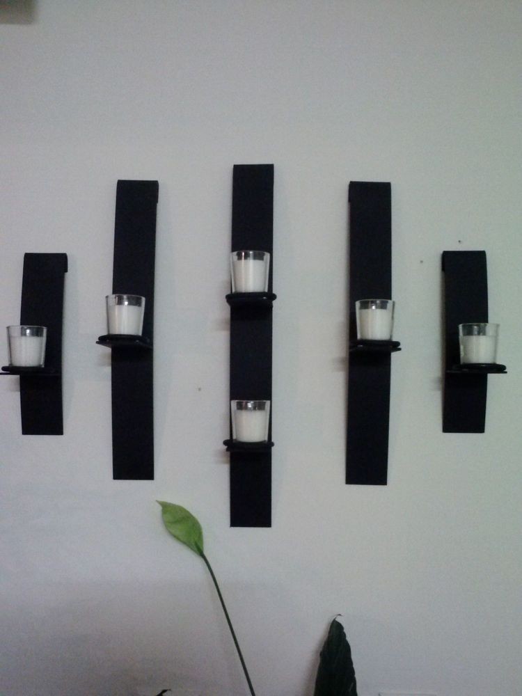 Metal Modern Art Wall Mount Candle Votive Holder Sconce Set of 5