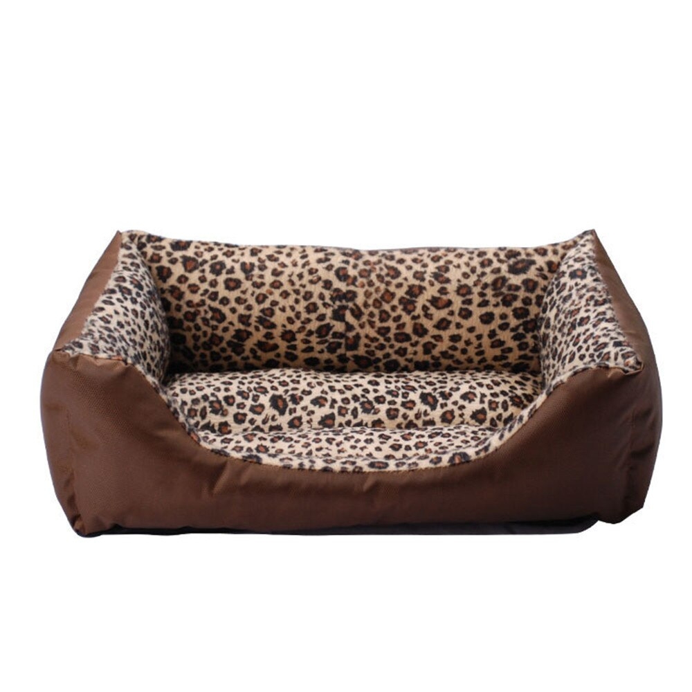 Moolecole Square Leopard Print Pet Bed Mat Warm Nest Dog or Cat