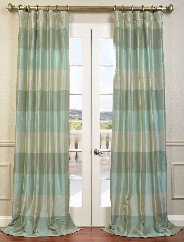 Navy blue silk curtains