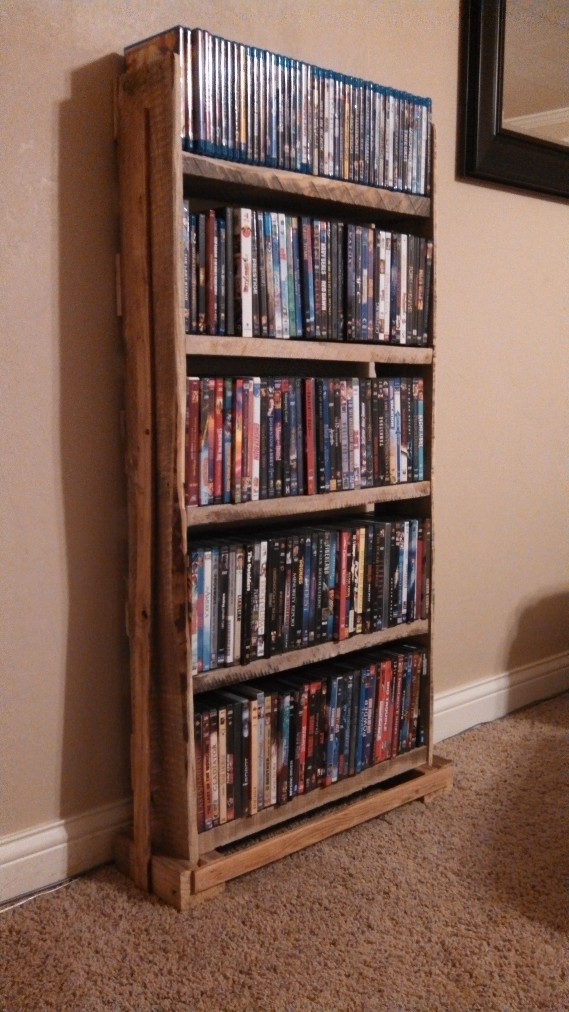 Pallet wood dvd rack holds approx 230