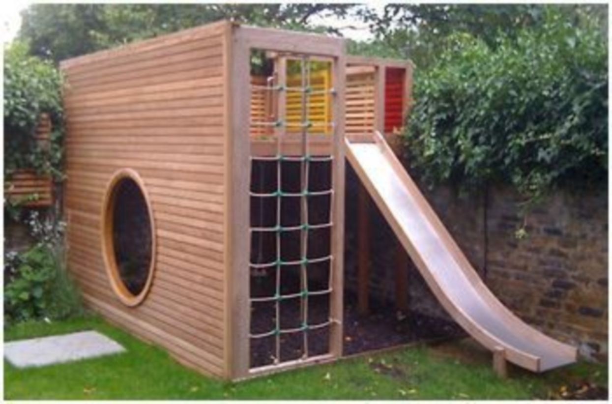 wooden wendy house with slide