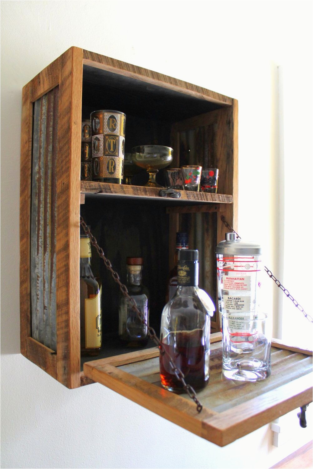 Hanging discount liquor shelf