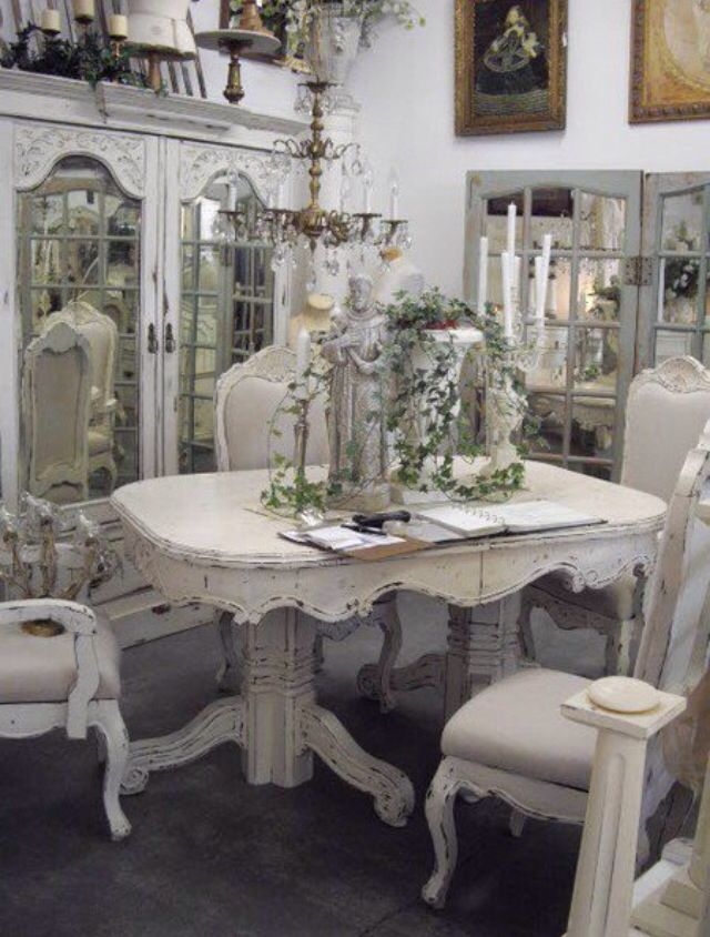 Shabby chic white table and chairs
