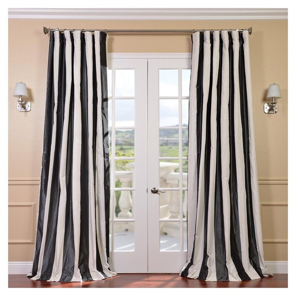 Signature stripe faux silk taffeta 120 inch curtain panel