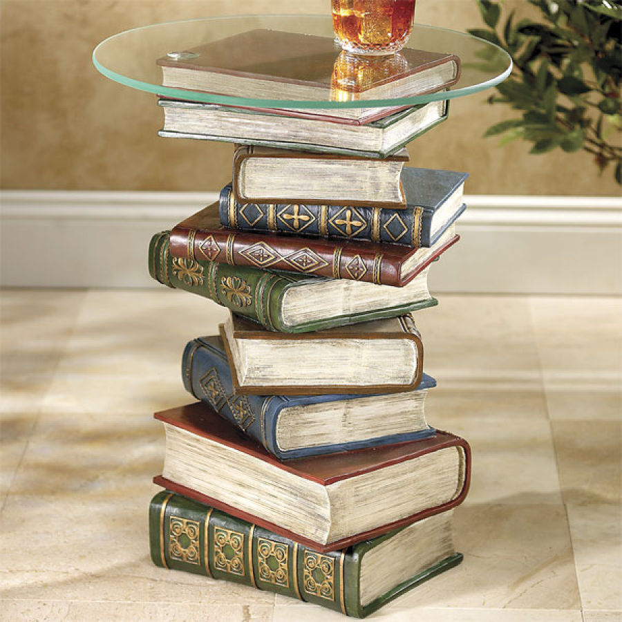 Stacked book end table