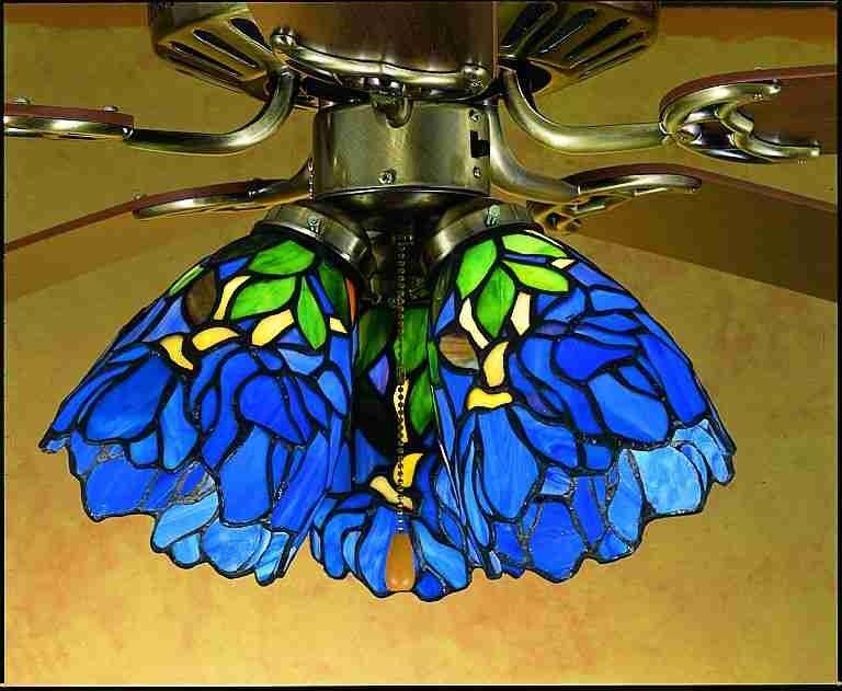 Stained glass shades for ceiling fans