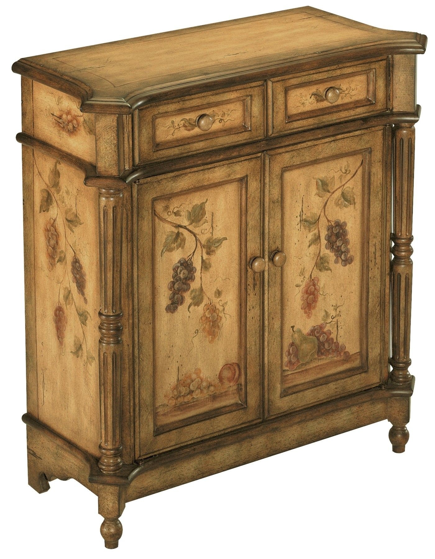 Stein World 70285 One Hand Painted Accent Cabinet in Antique Brown with Two Drawers and Two Doors, 30.25 by 13.75 by 32.75-Inch