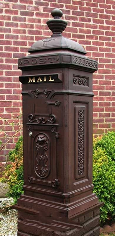 The German Style Tower Mailbox, Rust Brown, Locking