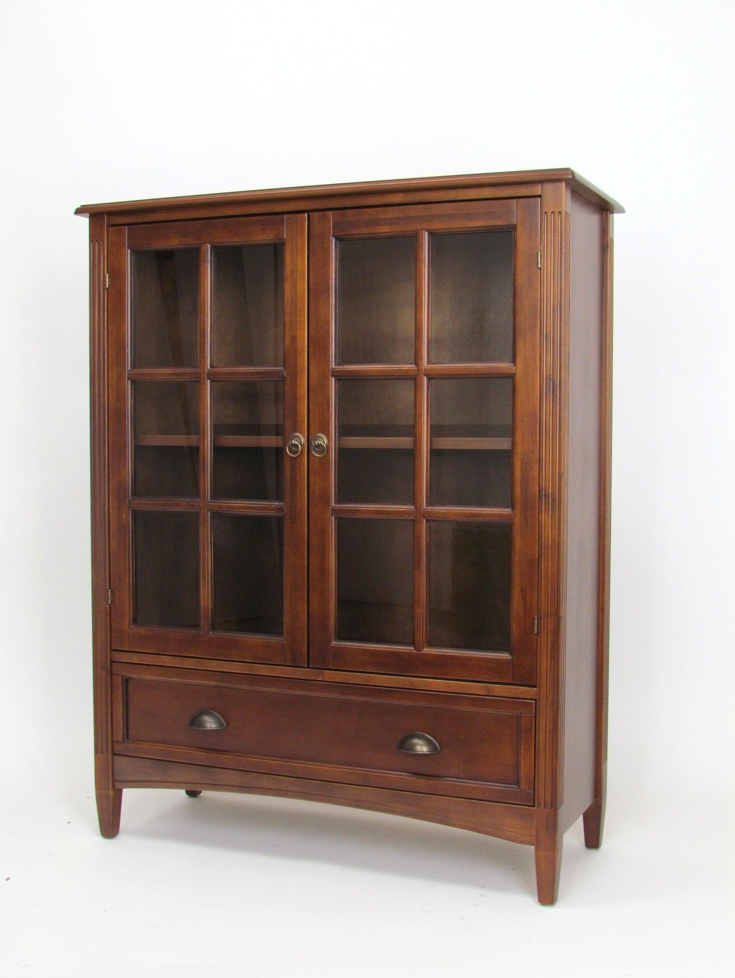 Traditional Bookcase with Glass Door in Brown