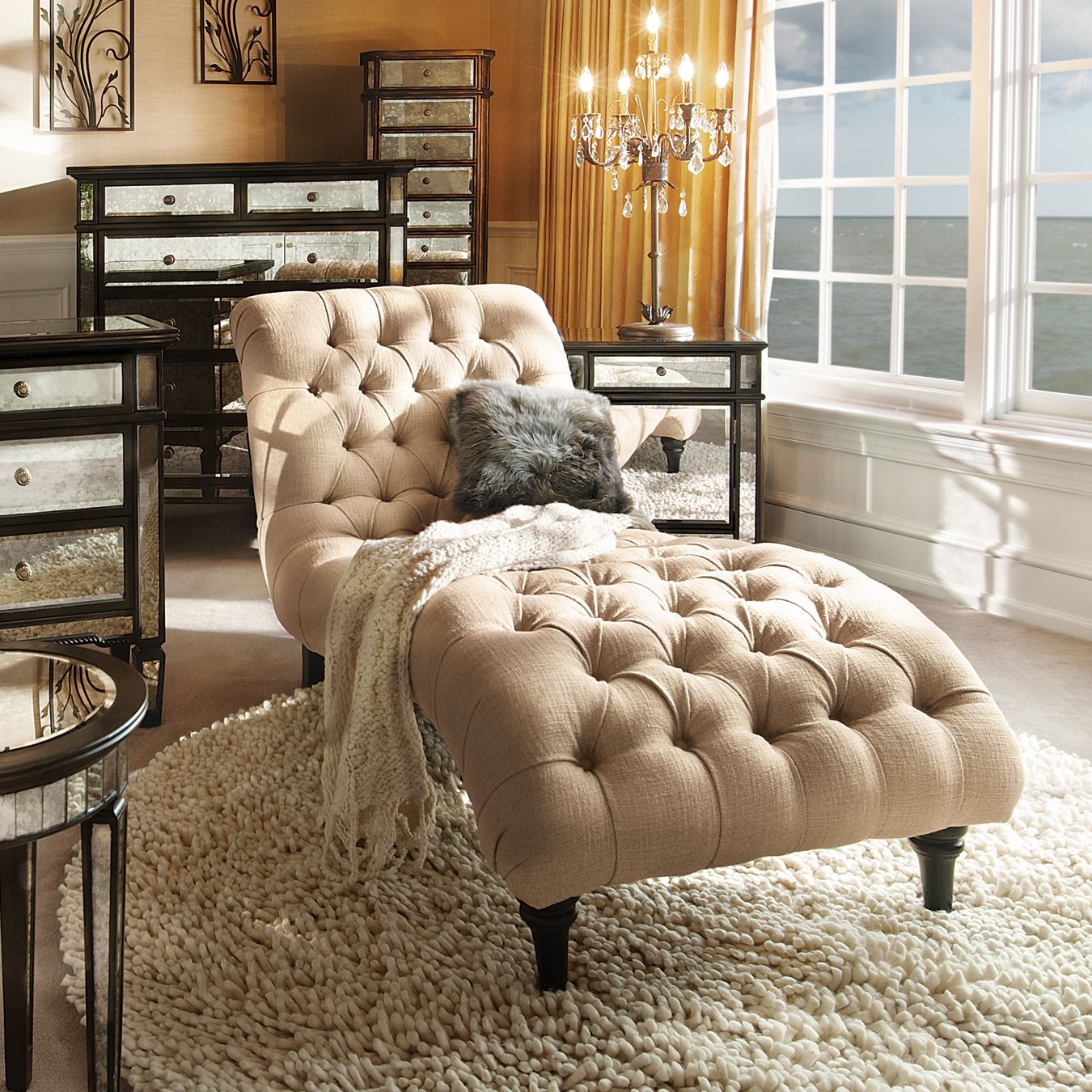 Tufted chaise lounge
