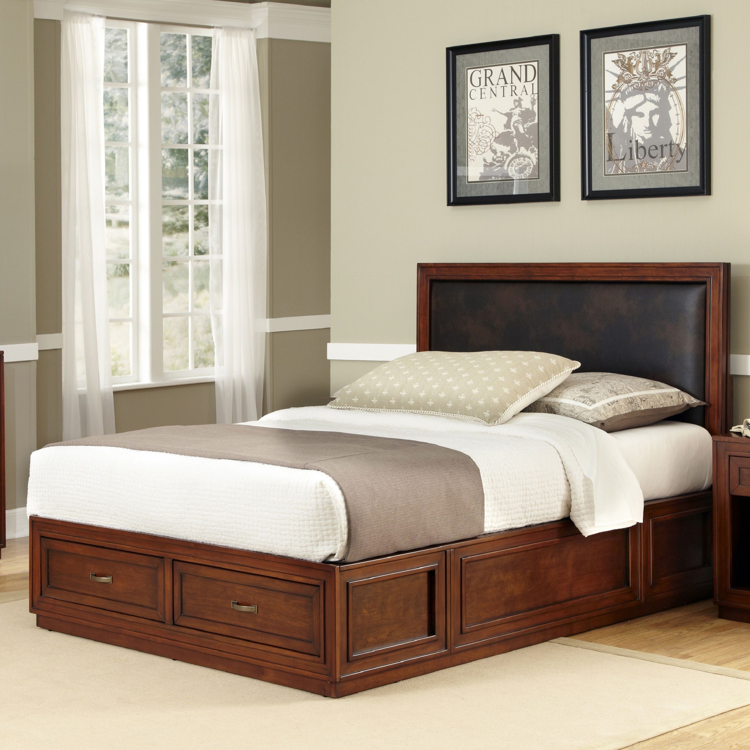 Twin leather platform bed