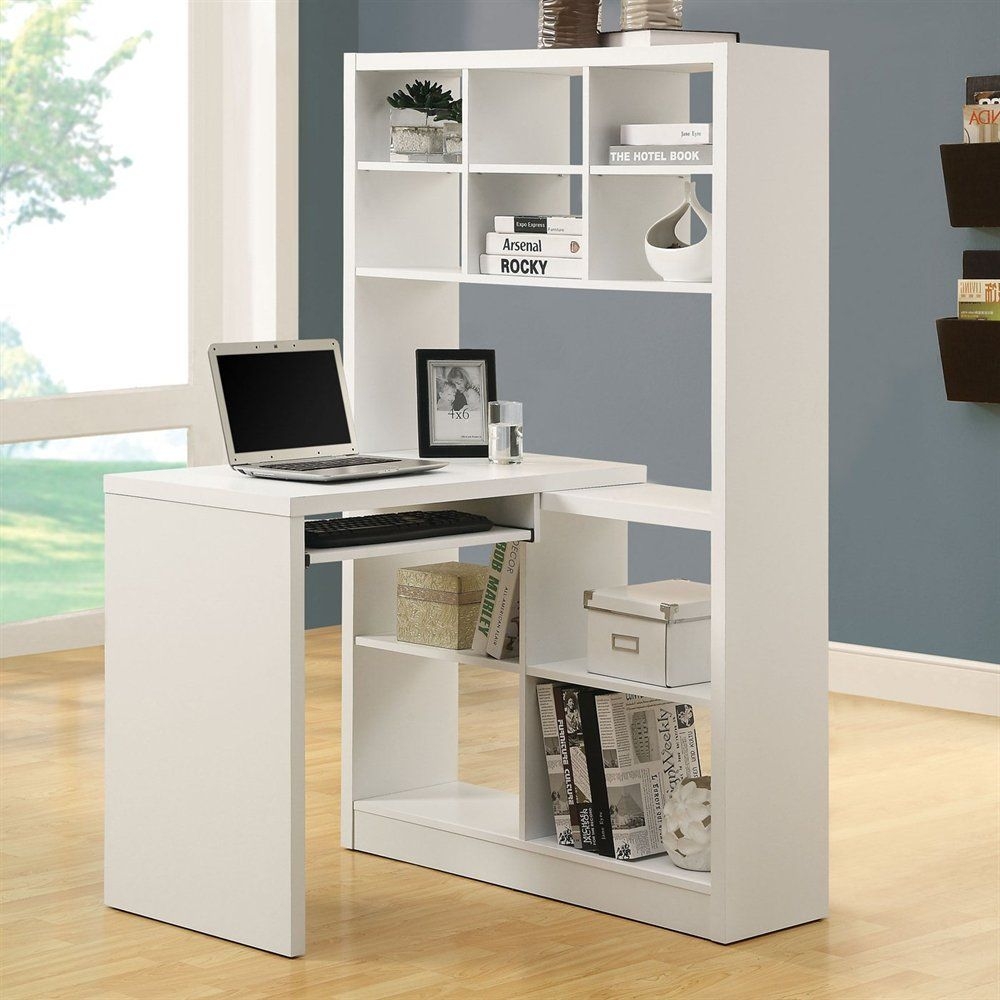 White corner desk with shelves 5