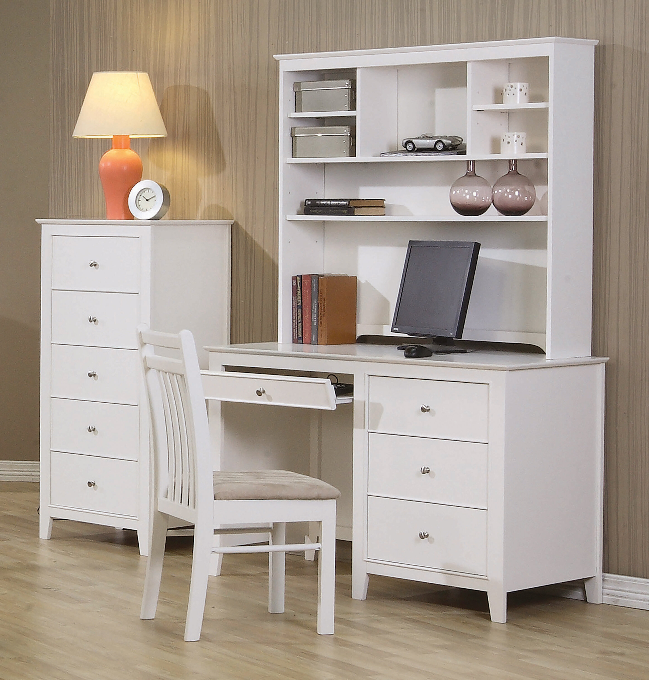 White desk with storage