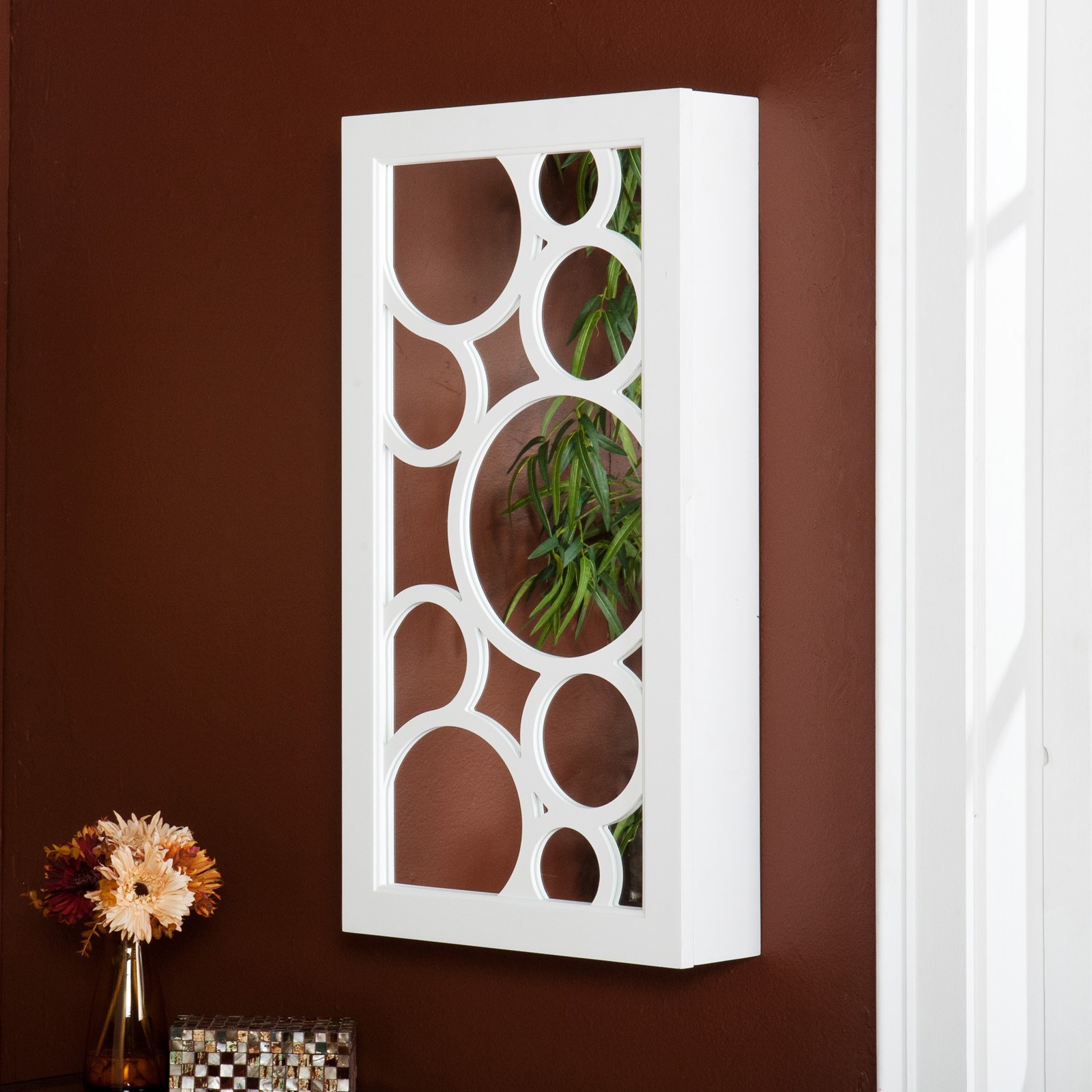 White wall mount jewelry armoire 3
