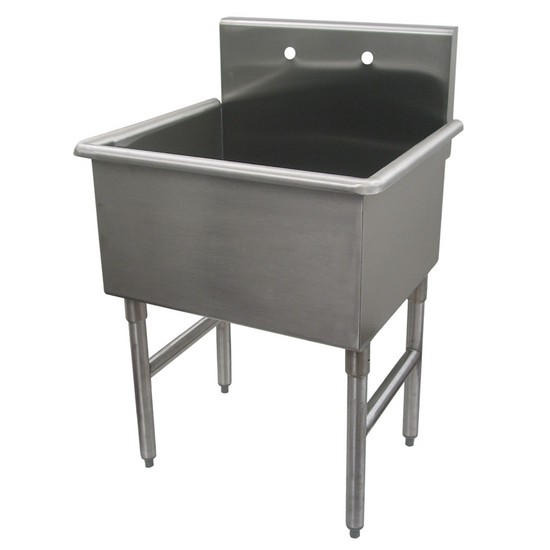 Whitehaus WH4124-BSS Noah's Collection 41-Inch Free-Standing Laundry/Utility Sink, Brushed Stainless Steel
