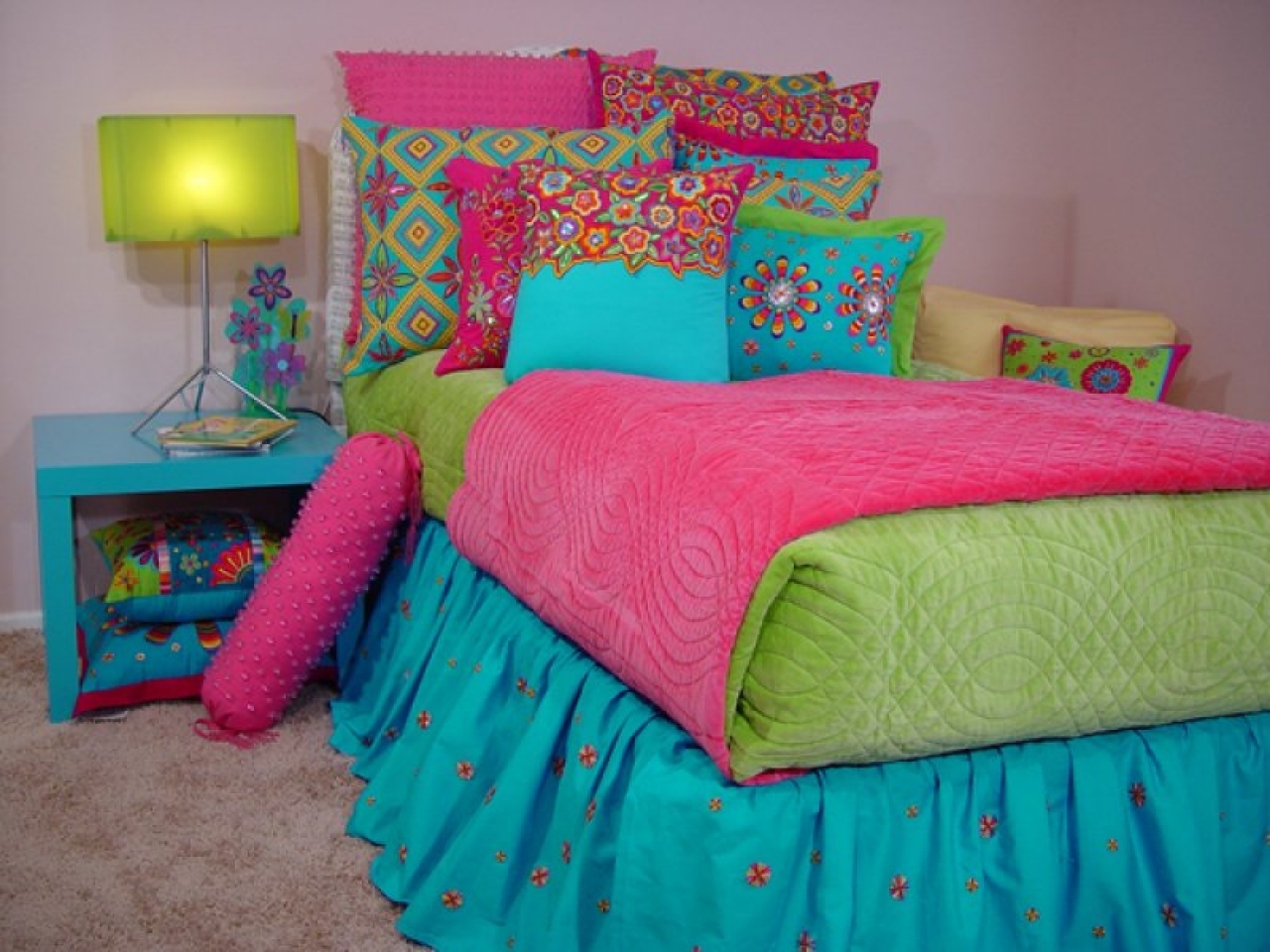 Bright colored quilts