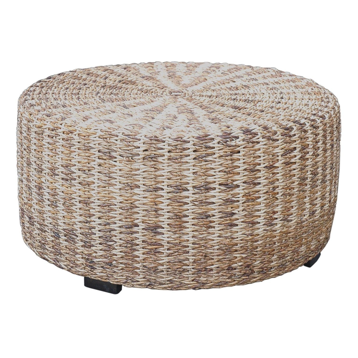 Round rattan store footstool