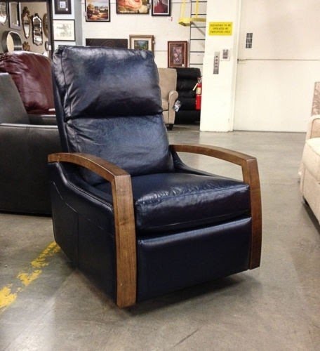 Comfort Design Furniture Navy Leather Medo Ii Swivel Hi Leg Recliner