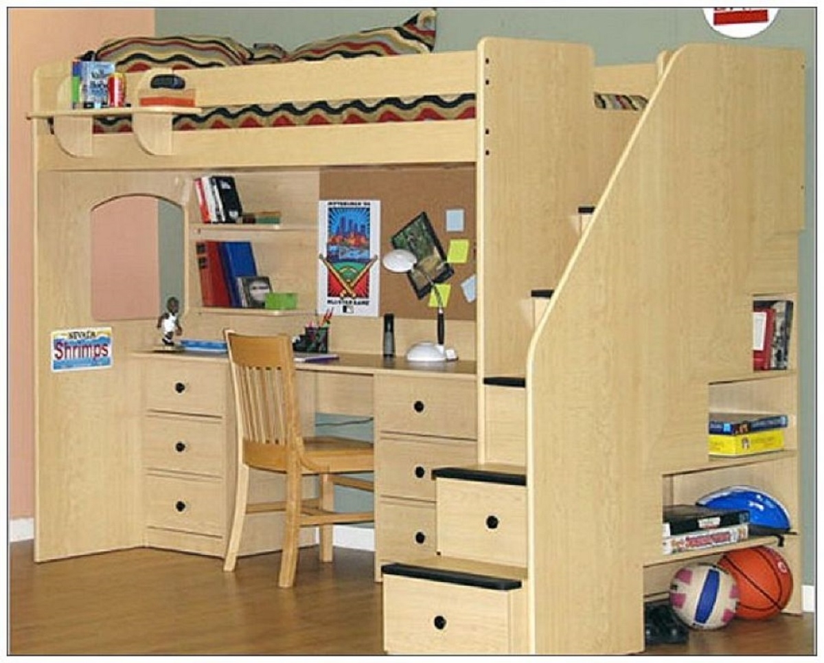 double deck bed with drawers