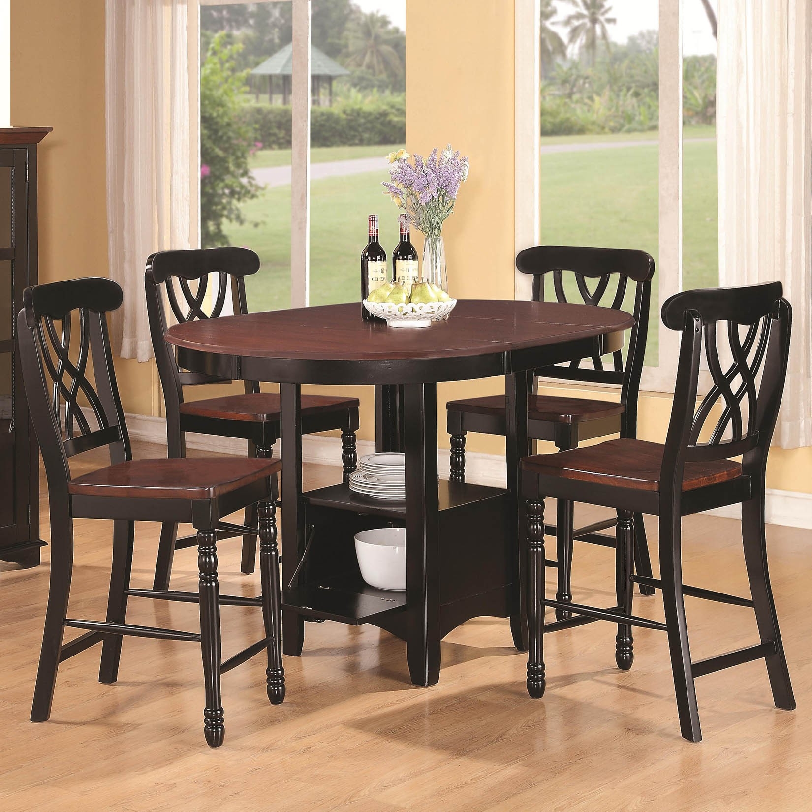 Counter height dining set with leaf