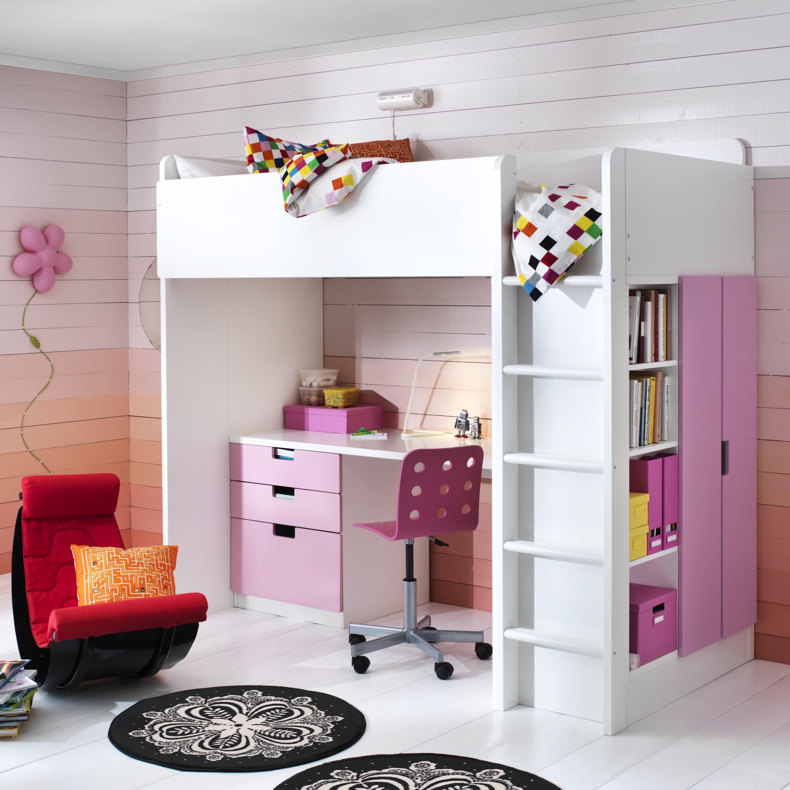 Loft bed for teenage shop girl with desk ikea